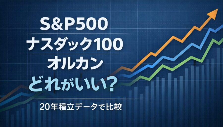 S&P500・ナスダック100・オルカンを20年積立データで比較したイメージ画像