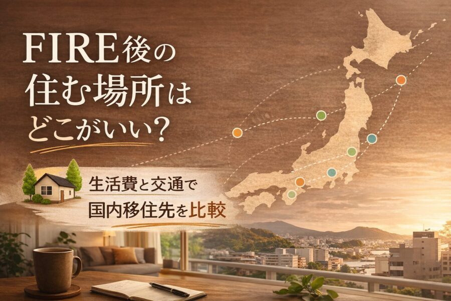 FIRE後の住む場所を生活費と交通の観点から比較する記事のサムネイル画像