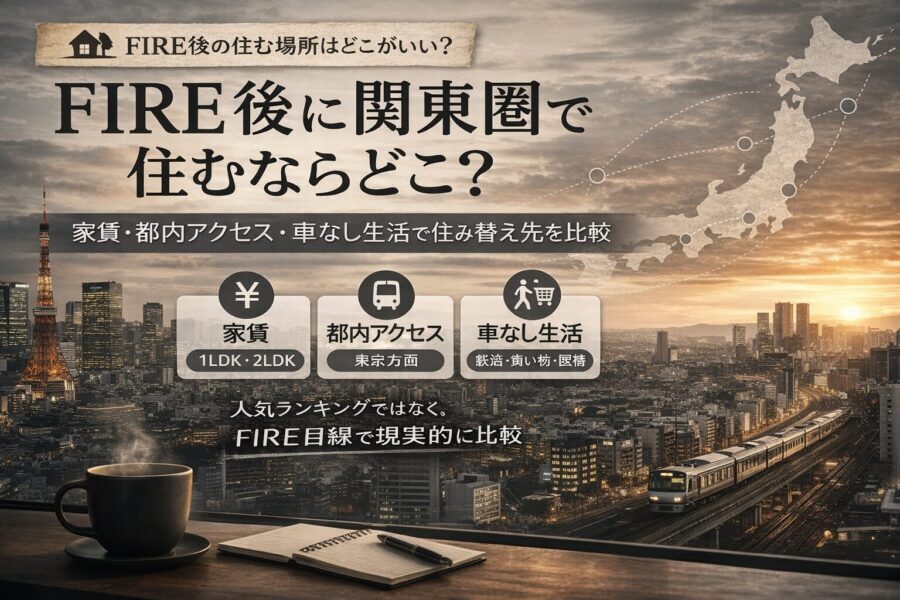 FIRE後に関東圏で住む場所を家賃・都内アクセス・車なし生活で比較する記事のサムネイル