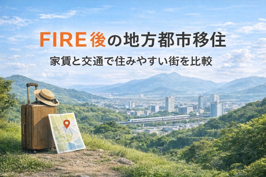 FIRE後の地方都市移住を家賃と交通で比較する記事のサムネイル画像